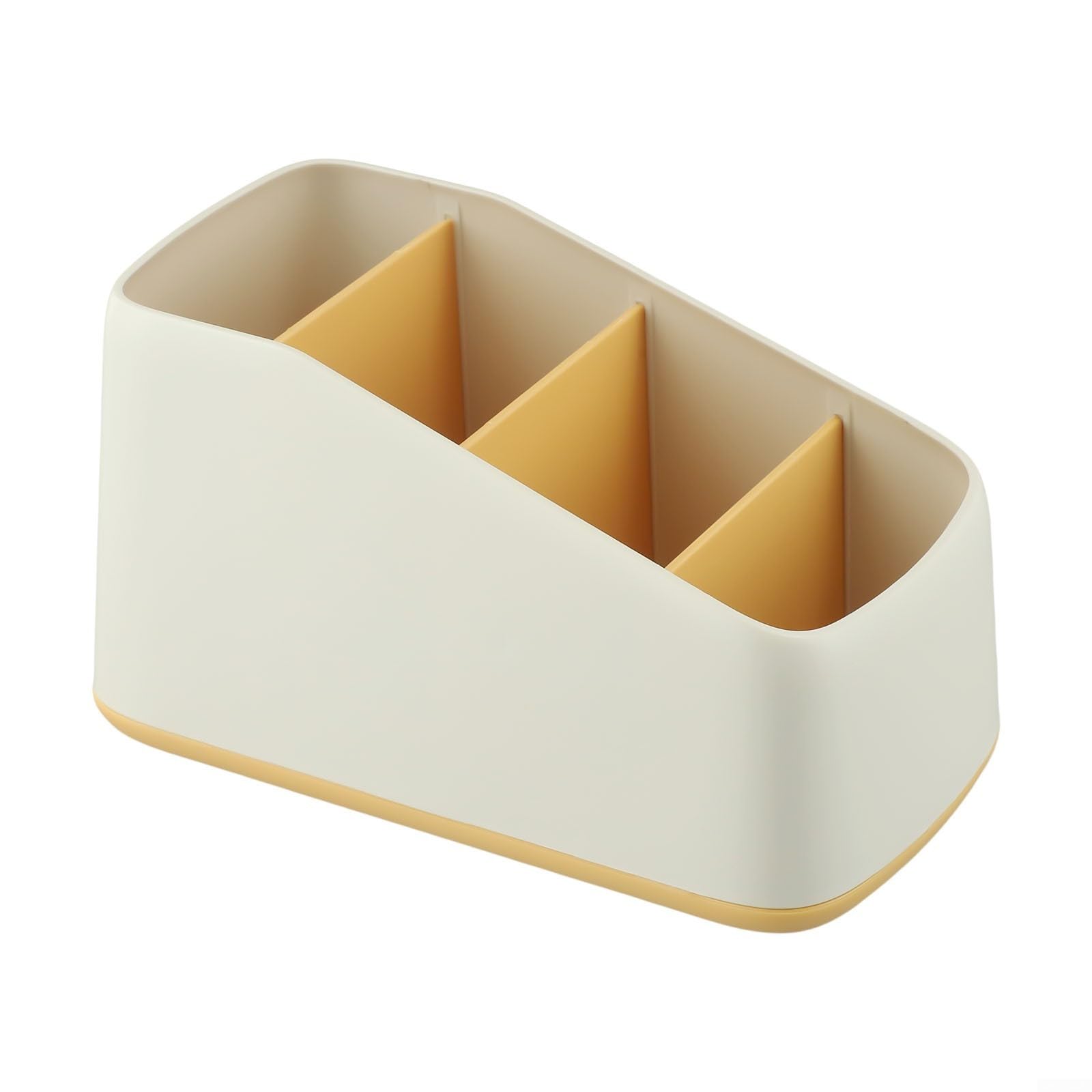 YJDOORPLAY 4 Grid Desktop Organizer Storage Box,TV Remote Control Holder,Table Tidy Case,Non Slip Bottom,for Home Office,for 18x9.9cm(yellow)