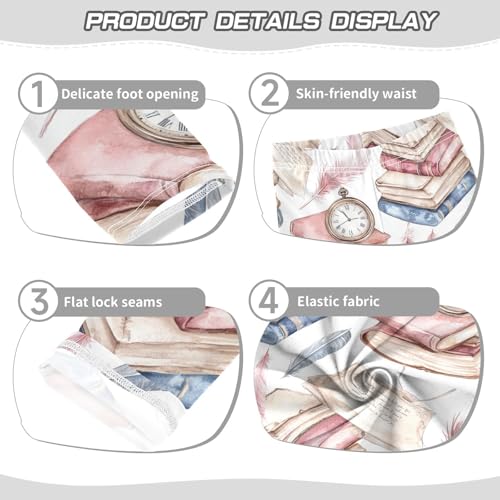 Book and Feather Girls Leggings,Workout Leggings for Girls Toddler Athletic Legging Size for 3-10T3