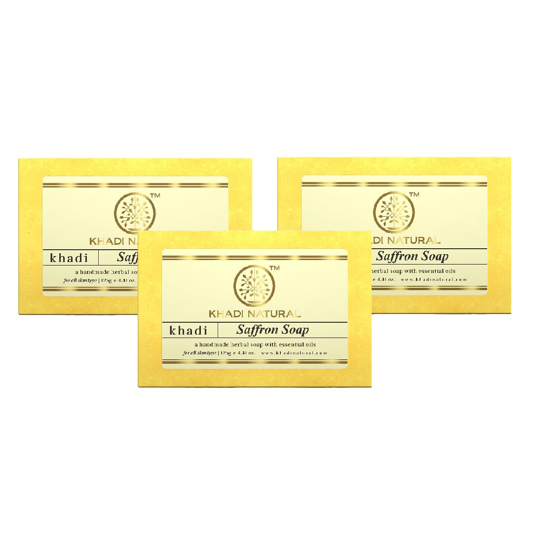Khadi Natural Saffron Soap, 125g |Skin tighening properties| Deeply Moisturizing & Skin Brightening| Enhances natural glow|Suitable for All Skin Types|Pack of 3-picture-55