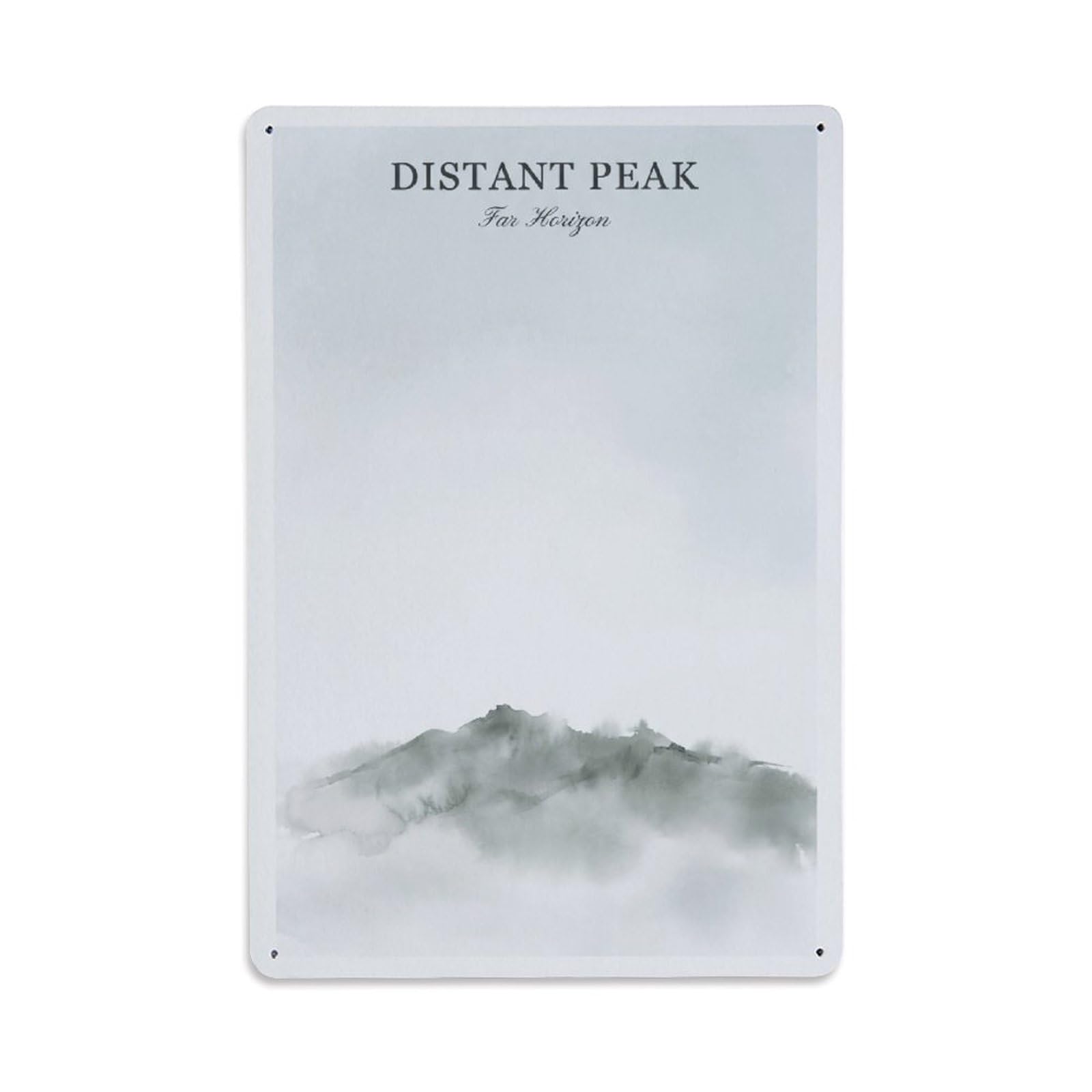 Spiritual Symbol Zen Landscape Distant Peak Misty Ridge Calm Metal Tin Sign Plaque Wall Decor for Cafe, Man Cave, Club Bar, Office, Home Garden Round Metal Poster 8x12Inch