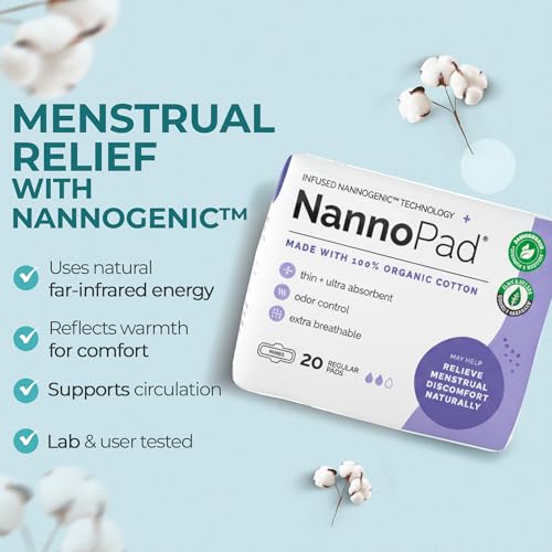 Image of Organic Pads for Women - 100% Organic Cotton Pads Period with Wings - High Absorbency 130mL, Comfortable & Ultra-Thin - No Fragrances, Odor-Control, Breathable - Regular (2 Pack, 40 Count)