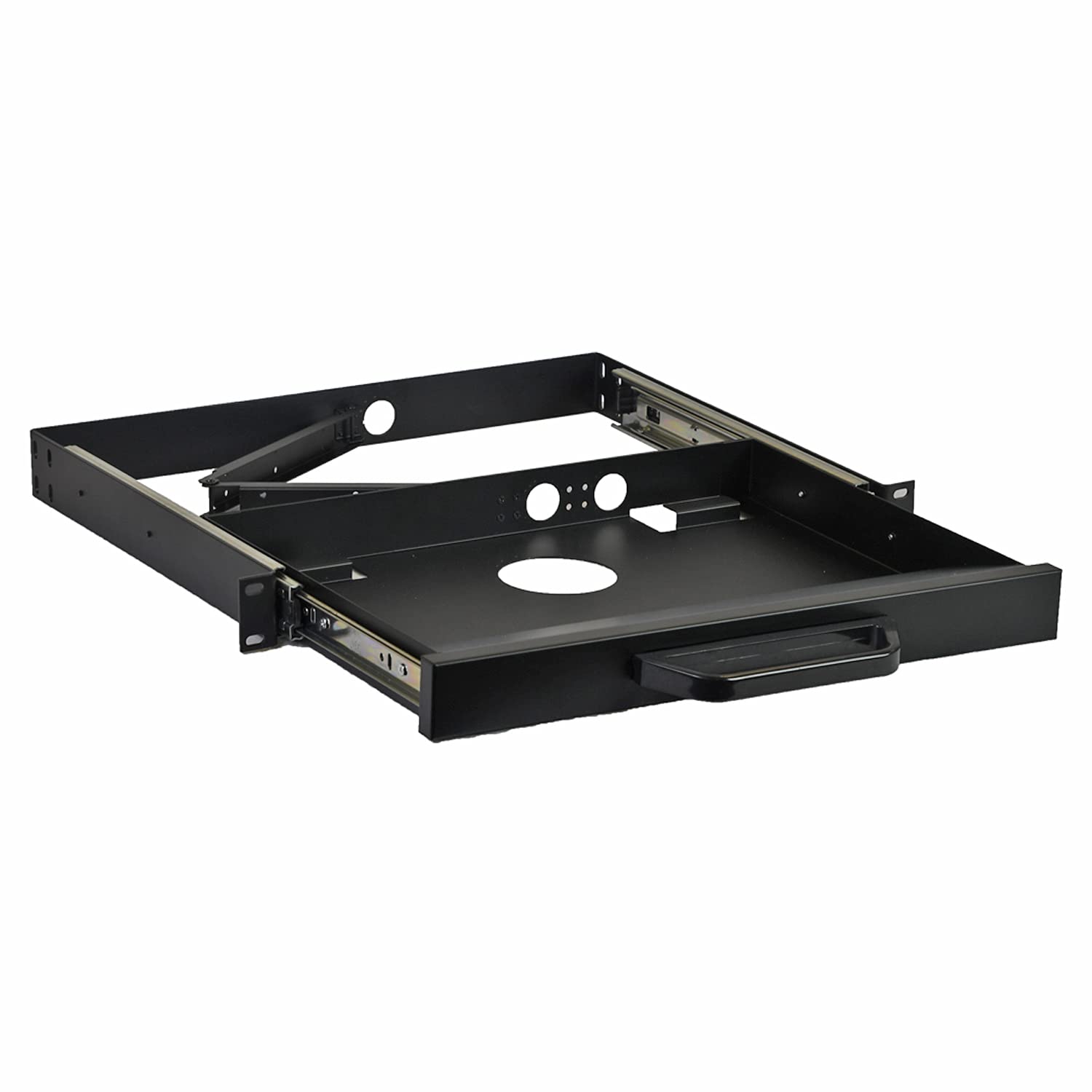 Aeons 1U Server Cabinet Case Rack Mount 19 inch Sliding Keyboard Tray Lock Drawer 13" Deep Locking Storage with Cable Manager for Data Network Rack Enclosure