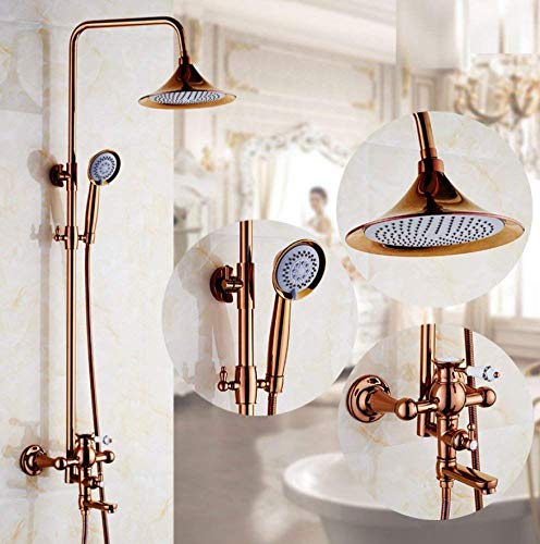 Système de douche de pluie luxe or rose avec mitigeur encastré