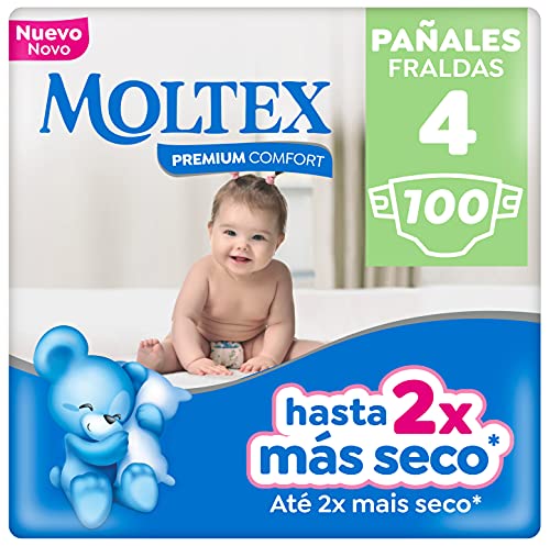 Moltex Premium Comfort Pañales Talla 4 (9-15 Kg) - 100 Pañales (2 Bolsas de 50 Unds)