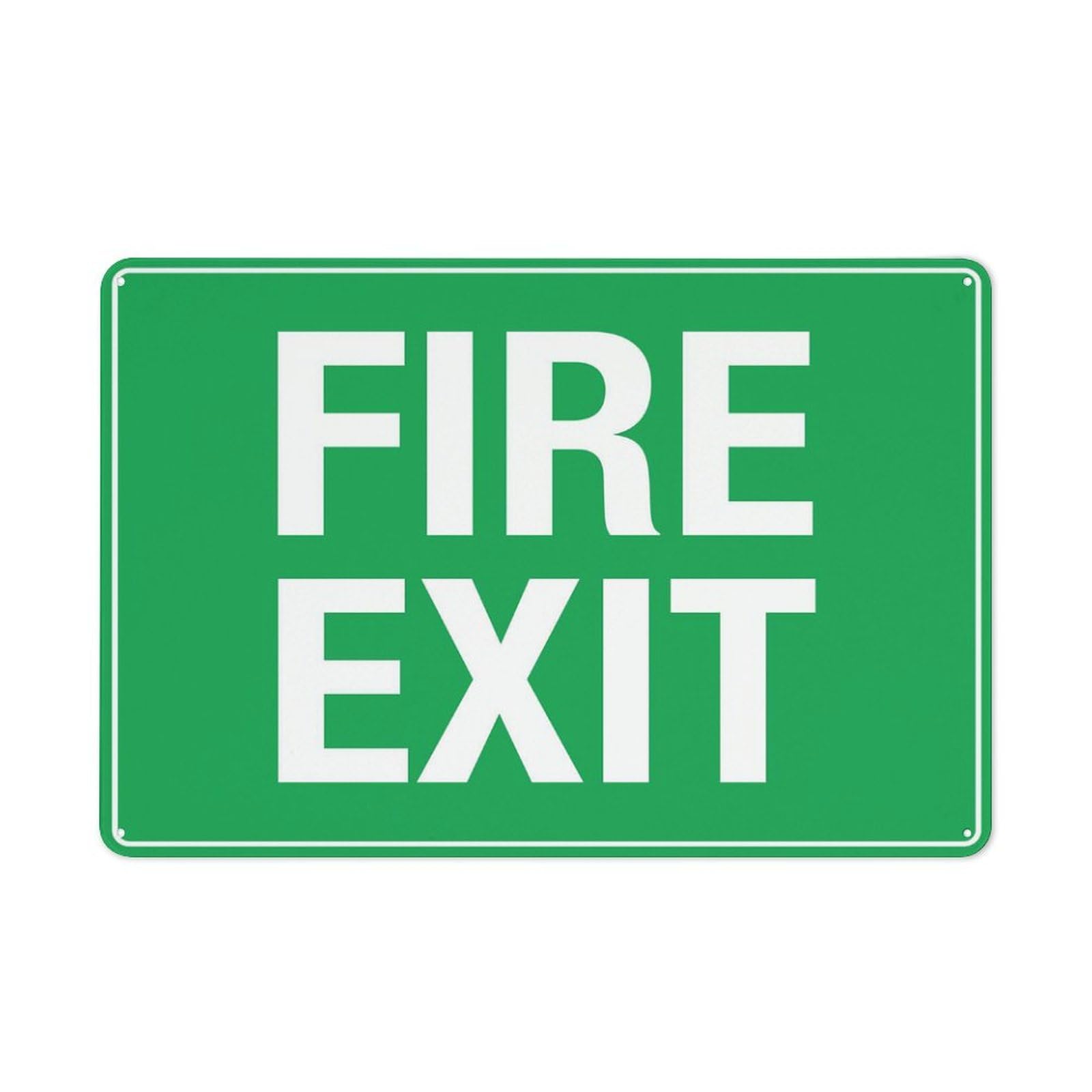 Fire Exit Green Sign 8""X12"" Rust Free Aluminum Signs Outdoor, Metal Tin Sign For Home, Business, Yard