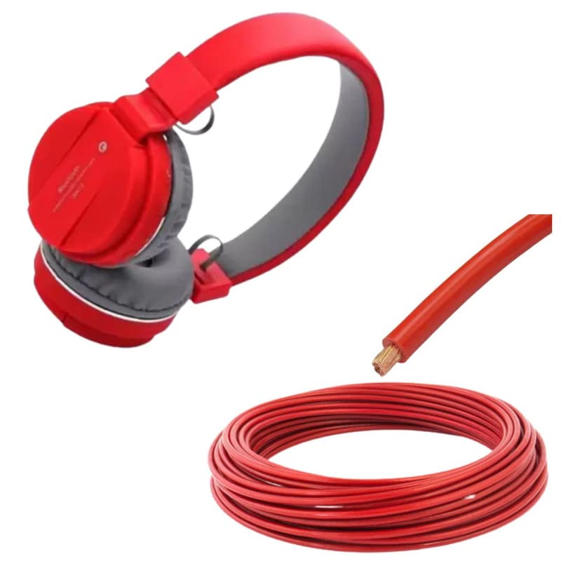 Cospex Combo Pack of 2 Items - Comfortable On-Ear Bluetooth Wireless Headphone, Copper Wires 10mm for Domestic and Industrial Electric Connections up to 1500 watts 5 Meter (Red Color)-image-42