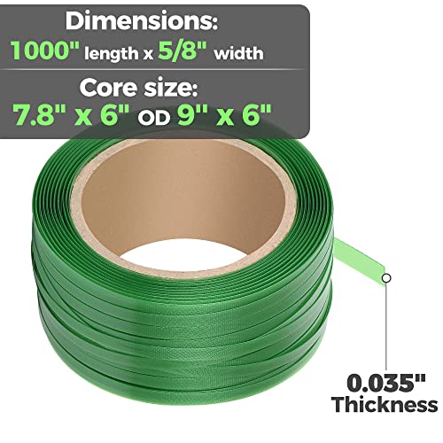 heavy duty packaging strapping banding roll - green polyester pet industrial-grade 100039 x 5834 x 003534 pallet strap coil - 1400 lbs break strength rust-resistant with self dispensing box kit