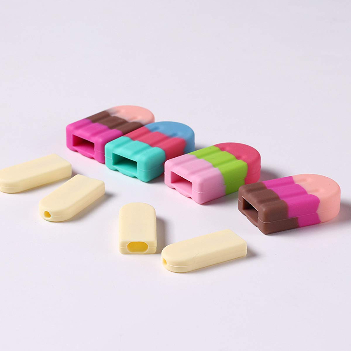 Protecteurs De Câble Divistar En Forme De Glace - Lot De 5, Plastique, Pour Câble IPhone/Android - Anti-déconnexion