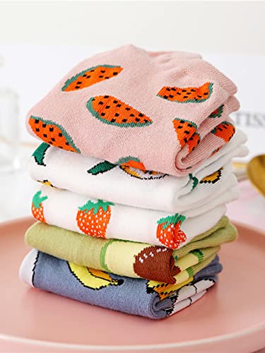 Image of Short Fruit Embroidered Ankle Socks Low Colorful Cut Socks for Women, 6 Pack