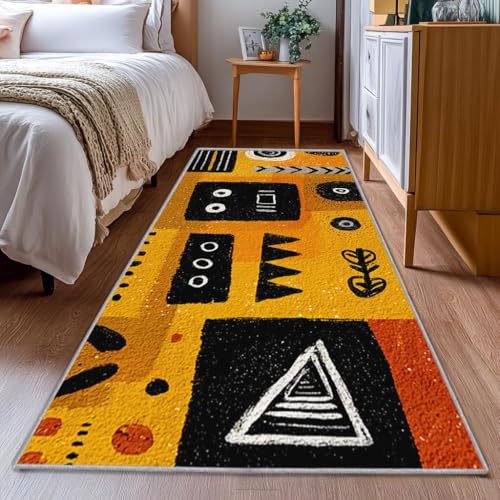Tapis africain extra fin patchwork géométrique abstrait 190x250cm lavable en machine