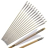 PA 33' Archery Wooden Arrows Traditional Target Hunting Arrows with 5' White European Style Turkey...