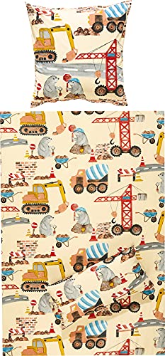 Erwin Müller Kinder-Bettwäsche, Bettgarnitur Baustelle, Bagger Renforcé...