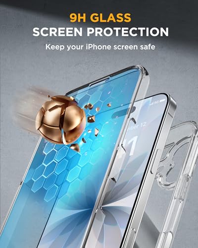 Image of Miracase for iPhone 17 Case 6.3'', Full-Body Military Grade Drop Protection Outdoor Phone case with Built-in Glass Screen &Camera Control,Easy Installation,Compatible with MagSafe,Clear