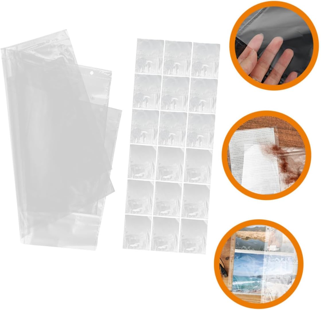 Unomor Collection Album Pages with Four-Hole Punch, Pp Photo Sleeves for Postcard and Card Storage, Refill Pages for A4 Binder, 50pcs Pack Suitable for Photo Organizing and Memory Keeping