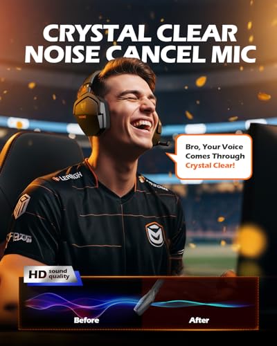 Image of NUBWO G06 Wireless Gaming Headset with Crystal-Clear Microphone for PS5, PS4, PC, and Switch, 47-Hr Battery, Ergonomic Design (Orange)