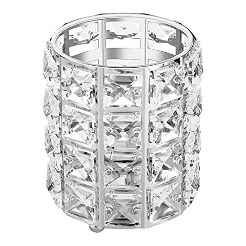 Tiardey Crystal Makeup Brush Holder Organizador Cejas Peine Cepillos Pluma Lápiz Vaso Contenedor Organizador de almacenamiento de cosméticos (Plata) Cover