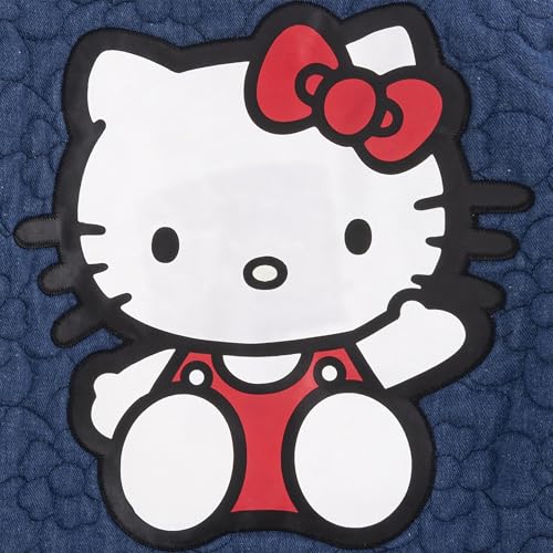 Image of Hello Kitty Sanrio Girls 3 Piece Outfit Set with Demin Jacket, Short Sleeve T-Shirt, and Flared Pants Set for Big Kids