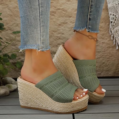 Sandales à plateforme bohème avec languettes tissées confortables et légères