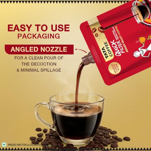 Image of Tata Coffee Quick Filter Decoction Liquid, Araku Valley Coffee, 100ml Pouch, Flavoured Instant Coffee Chicory Decoction, Liquid Filter Coffee, Easy to Make (Pack of 2)