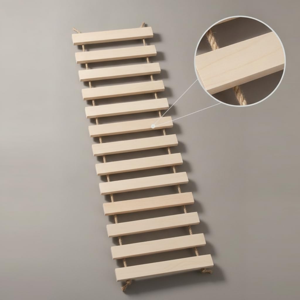 Kletterrampe aus Und Hanfseil als Katzenkletterhilfe mit Haengematte Und Fuer Wohnung Flur Und Balkon, 1 Meter Himmelsleiter (kann als Hängebrücke verwendet Werden)