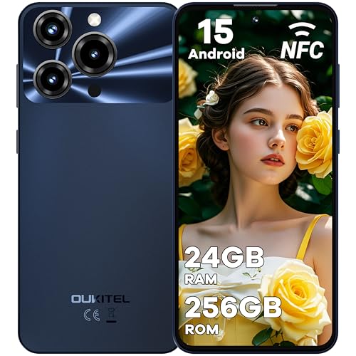 OUKITEL C69 Smartphone Android 15-7.2' HD+ 120Hz Grande Schermo, 24GB RAM+256GB ROM TF/1TB Telefono Cellulare 6000mAh, 64MP+8MP Cellulari e Smartphone 4G Dual SIM/Fingerprint/Face ID/NFC/OTG, Nero