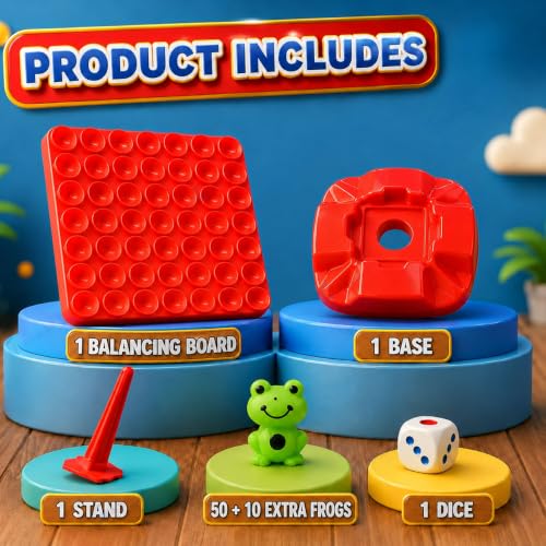 Image of GRAPHENE Multiplayer Frog Balance Games for Kids Board Games Family 50 + 10 Extra Frog Fun Topple Tree Indoor Educational Playtime Counting, Logic & Brain Skills 2-4 Players Game (5 + Years)