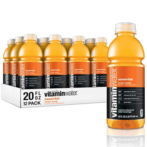 vitaminwater essential, orange-orange flavored, electrolyte enhanced bottled water with vitamin b5, b6, b12, 20 fl oz, 12 pack