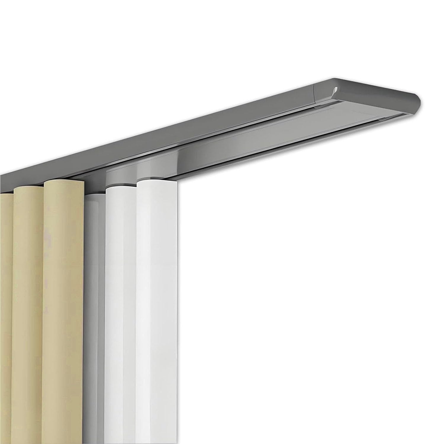 Riel de cortina de aluminio de 1,8 m doble y silencioso en acabado gris