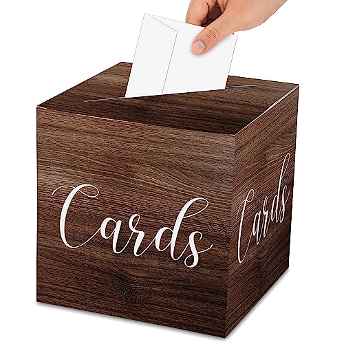 AWSICE Wood Pattern Card Box – 1 Set Card Receiving Box for Gift Envelope Money – Wedding Bridal Baby Shower Birthday Graduation Party Supplies Decorations (8
