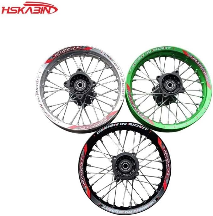 Off-road motorcycle 1.85x12 inch disc brake aluminum alloy rear wheel hub with decals (yellow)