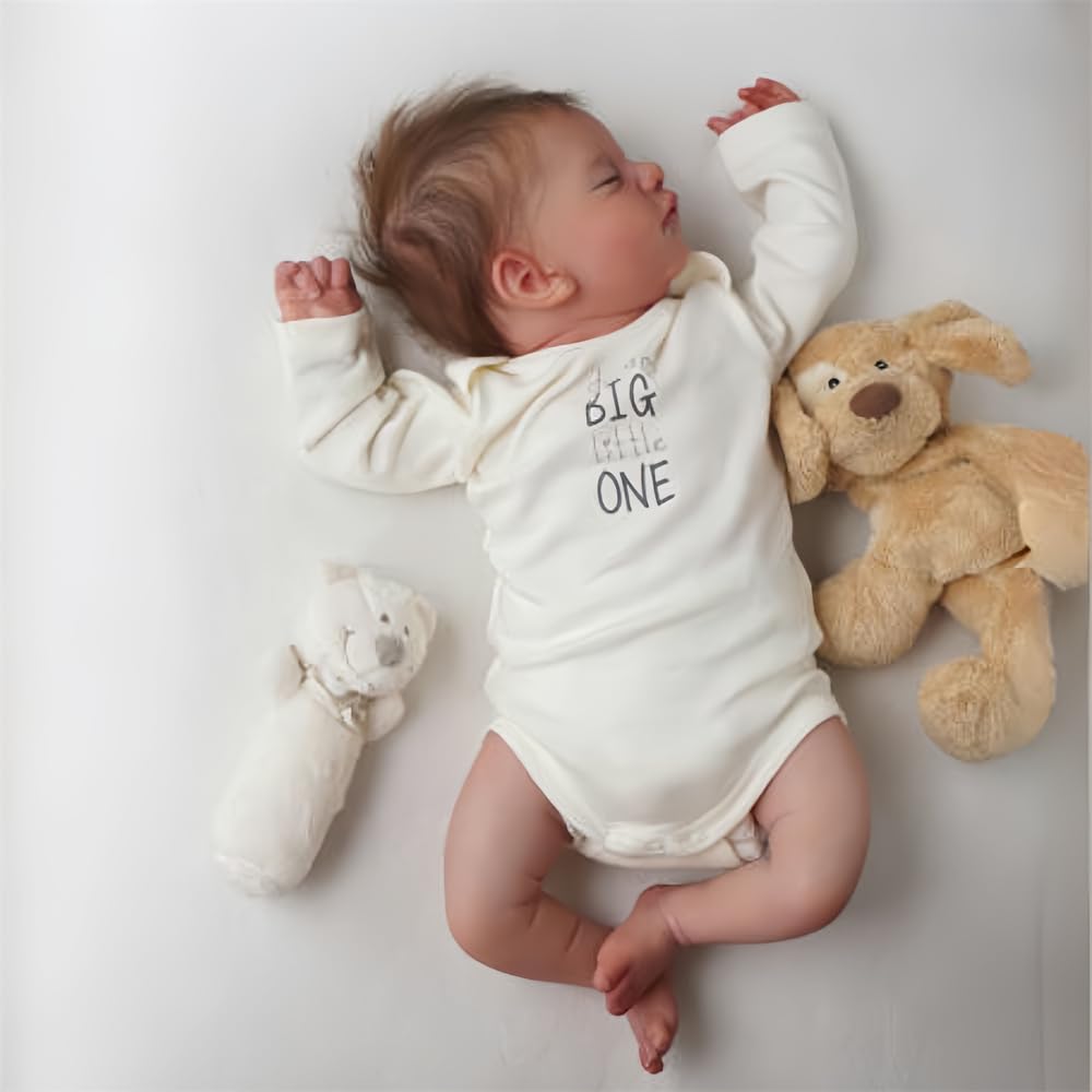 MAIHAO Bambole Reborn Maschio 18 pollici Bambole Reborn Corpo Morbido Tessuto, Originali Sembra un vero Bambino, Bambole Reincarnate Bambola Reale Ragazzo con gli occhi chiusi (1-bianco)