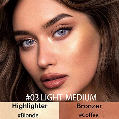 Evpct 2Pcs 2In1 Face Cream Contour Stick Makeup Highlighter Highlight Brown Creme Cheek Contour Sticks Contorno En Crema Bronzer Bronzing Foundation Stick Kit Long Lasting,01 Neutral & 03 Light-Medium #TOP2