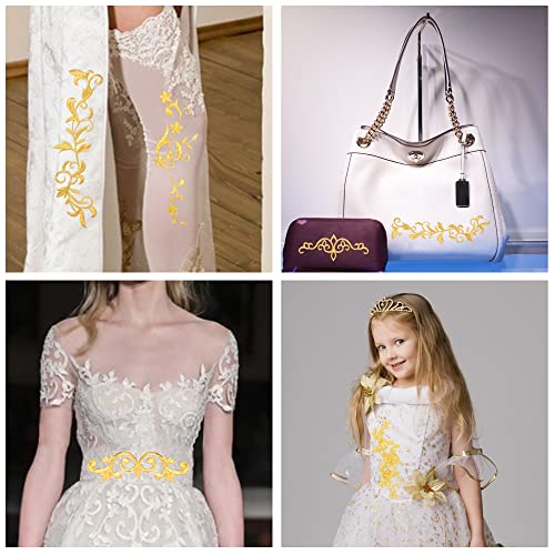 6 Pairs Gold Flower Embroidery Patch Sewing Craft Decoration Lace Diy Appliques For Wedding Prom Dress Clothes Diy Clothing Jean #TOP3
