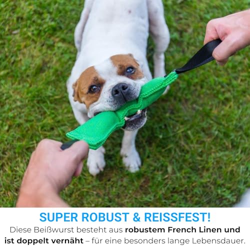 Bull Fit Beisswurst für Hunde, 30 cm, mit Zwei Schlaufen - Sehr Robustes Hundespielzeug zum Training, Tauziehen und Zerrspiele mit Hund - Aus hochwertigem Baumwolle-Nylon handgefertigt (Schwarz)