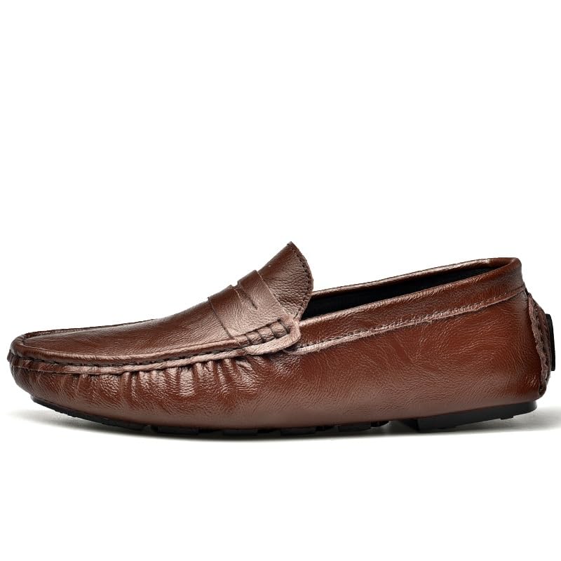 Men's Loafers Shoes Round Toe Leather Penny Loafer Shoe Boatshoes Anti-Slip Comfortable Flat Heel Casual Classic Slip On2