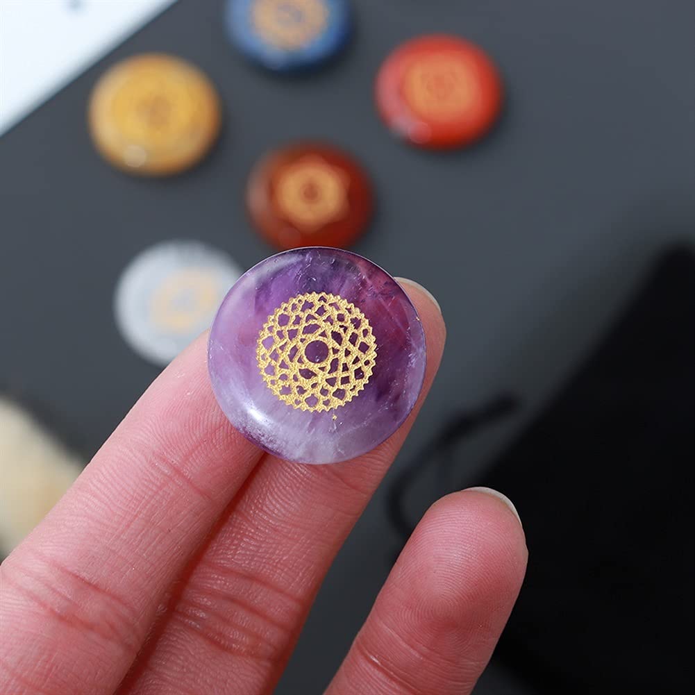 For 7 unid/Set Cristal Natural Siete Colores Piedra Cristal Cuarzo curación Yoga Aura Inicio Colecciones