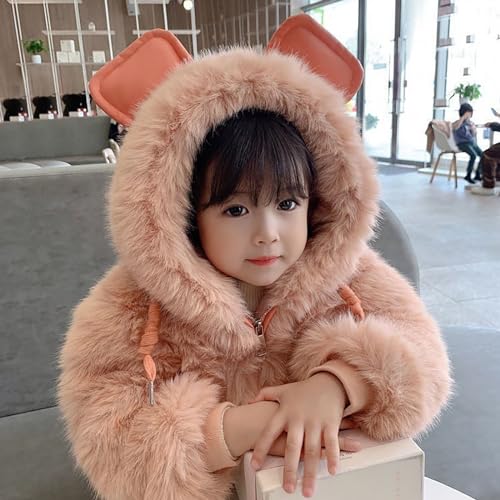 Baby Girls Faux 𝗙𝘂r Jacket Hooded Ear Long Sleeve Zipper Thick Fluff Outerwear Winter Warm Windproof Coat4