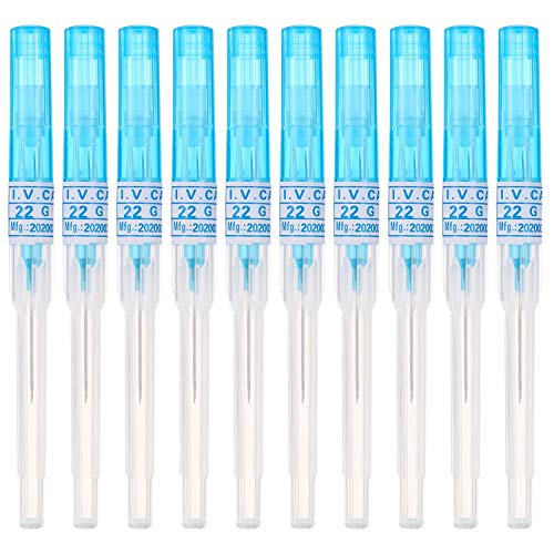 JinYan Piercing Needles 10PCS 22G IV Catheter Needles Kit for IV Start Kits Ear Nose Piercing Supply(22G)