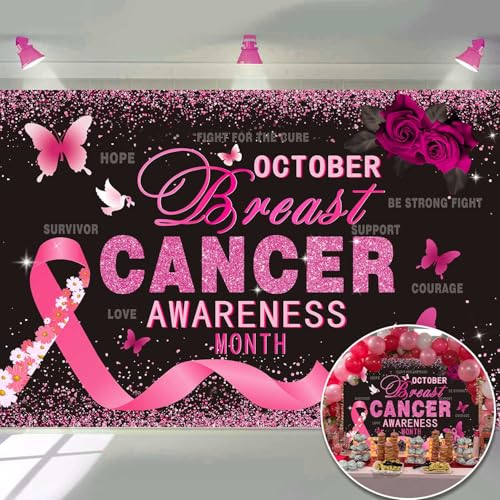 Bannière de prévention du cancer du sein xxl tissu rose imprimé
