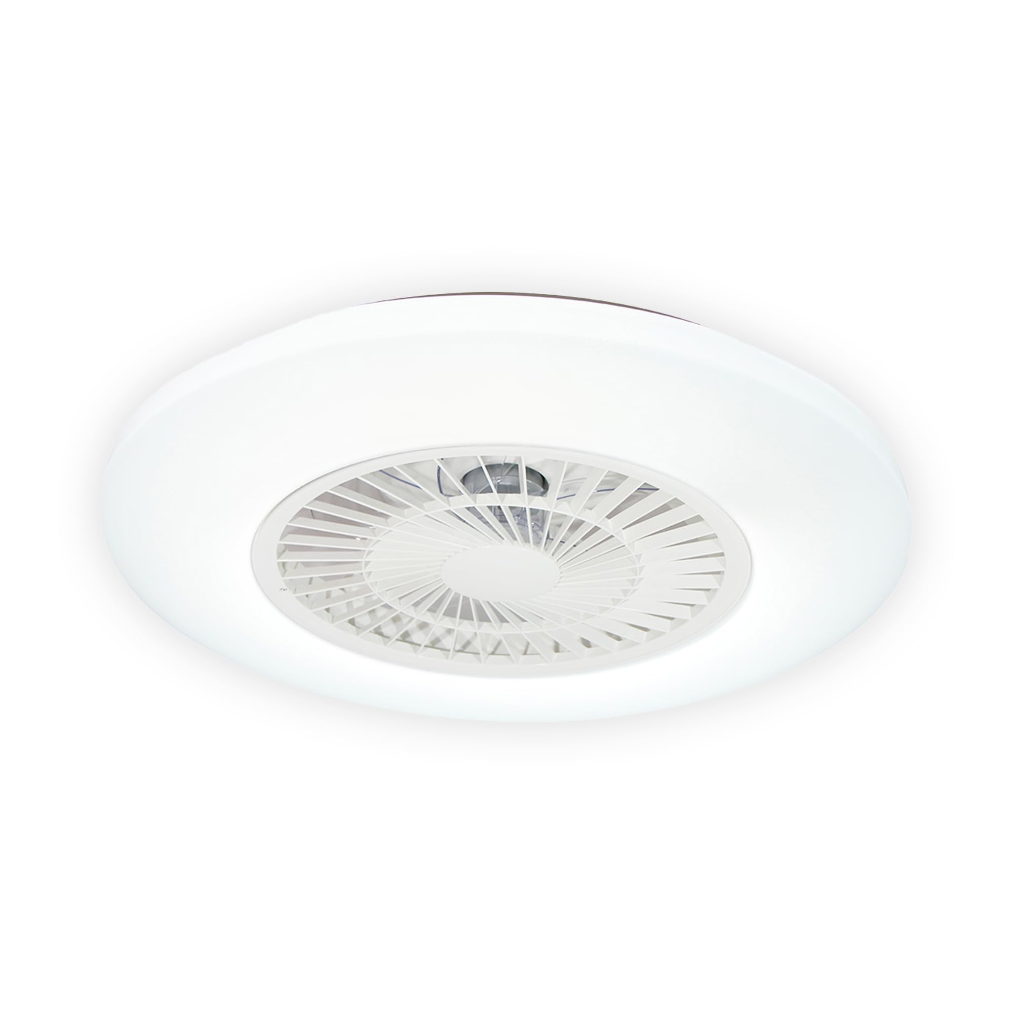 Zephir Ventilatore Plafoniera LED Con Telecomando 45W, RGB E CCT, 6 Velocità, Timer, Funzione Reverse, 5 Pale Trasparenti