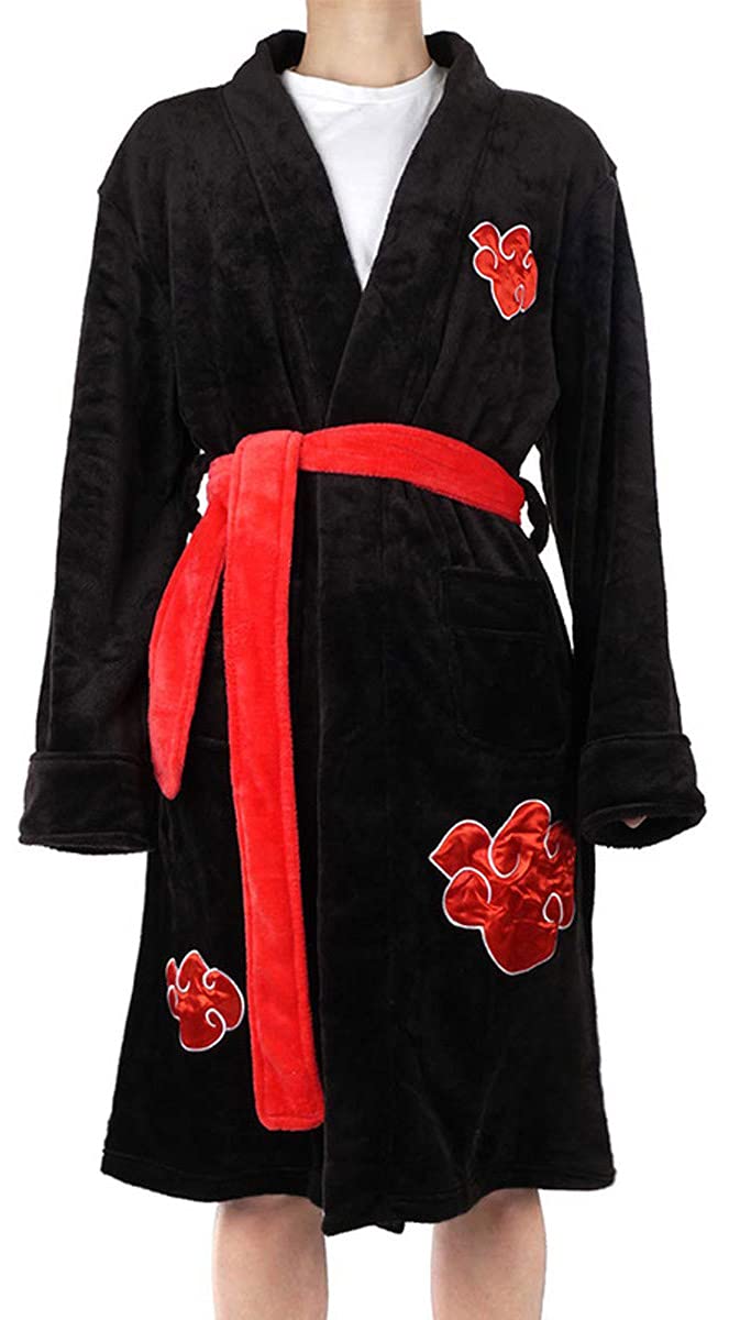Yanny Uchiha Itachi Akatsuki - Accappatoio da uomo, morbido, biancheria da notte in flanella, anime, cosplay, pigiama, kimono