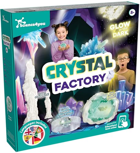 Science4you Kit de Cristales para Niños 8+ – CREA Geodas y Estalagmitas, Minerales Que Brillan en la Oscuridad, Juguete Steam, Regalo para Niños y Niñas 7 8 9+