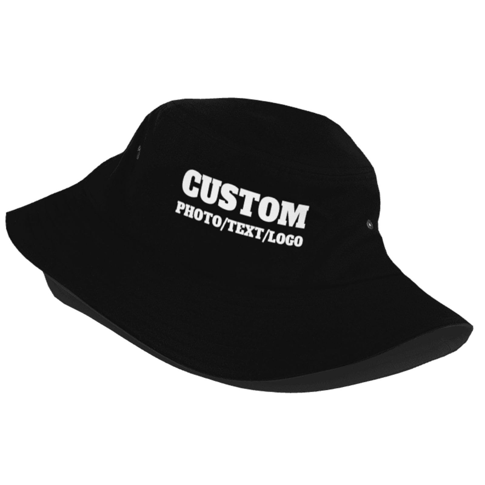 Bulk Custom Bucket Hat with face Add Your Text Picture Name Logo Custom Fisherman Hat Design Your own Text Men Personalized Bucket Hat Personalized Dad Hats for Men & Women Customized Gifts Black
