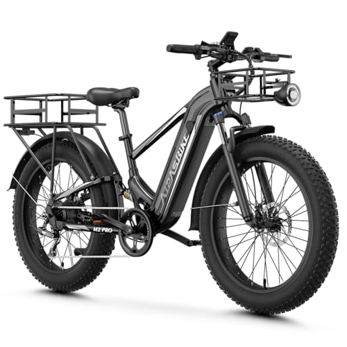 Image of M2 Pro Electric Bike for Adults, 1800W Peak Motor, 85-Mile Long Range | 26 inchx 4 inch Fat Tire Ebike, 48V 17.5Ah Battery Electric Mountain Bike, Dual Suspension, Dual Disc Brakes for Trails & Off-Road