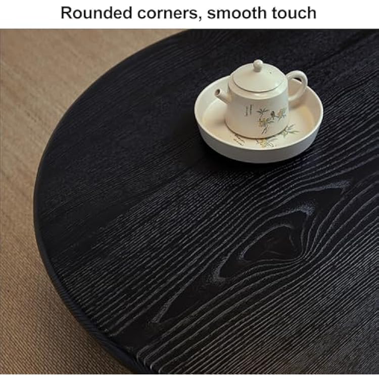 Side Tables Bedroom, Small End Tables for Small Spaces, Japanese Floor Low Table(Black,50 * 50 * 26cm)