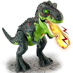 HYAKIDS Eléctrico Juguetes de Dinosaurios con Niebla de Agua, Luz y Sonido, Caminando Dinosaurio Tiranosaurio Rex Figuras Juguete para Niños Niñas 3 Años