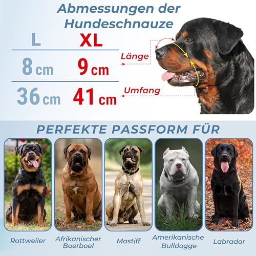 CleverTail XL Metall-Maulkorb für große Hunde – Robuster Rottweiler-Maulkorb – Extra großer Maulkorb für bellende und beißende Cane Corsos, Mastiffs, Labradore, Bulldoggen und andere große Rassen
