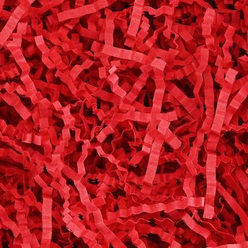 Raissily 10.5oz/300g Crinkle Cut Paper Shred Filler Packing Grass Cushion for Valentines Day Wedding Birthday Anniversaries Easter Mothers Day Confetti Box Bag Basket Filling Gift Decoration - Red