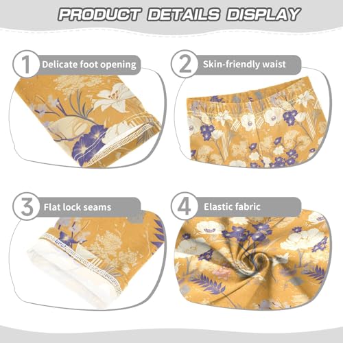 KLL Beautiful Vintage Pattern Bouquets Toddler Girl Cotton Leggings Stretchy High Waisted Activewear Exercise3