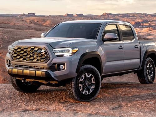 Image of Tri-Color Grille Badge Emblem Decoration Accessories Car Truck Label Tacoma Accessories Compatible with Tacoma 4Runner Tundra Sequoia Rav4 Highlander (White,Gray,Black)